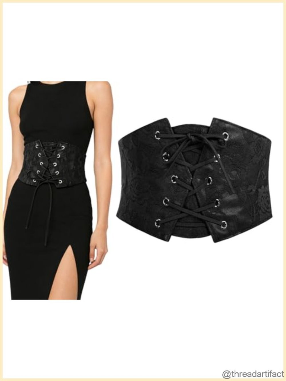 Gothic Renaissance Faux Leather Lace Corset Belt Halloween Costume